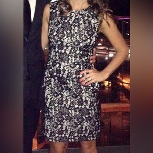 Black lace shoshanna dress with side and back peplum size 0.